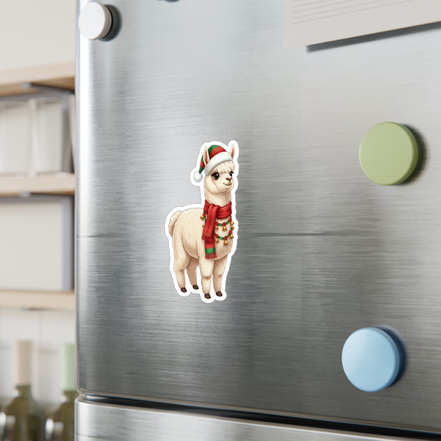 Festive Alpaca Kiss-Cut Vinyl Decals, Holiday Stickers, Cute Animal Decor, Christmas Gifts, Fun Decorations, Seasonal Home Decor