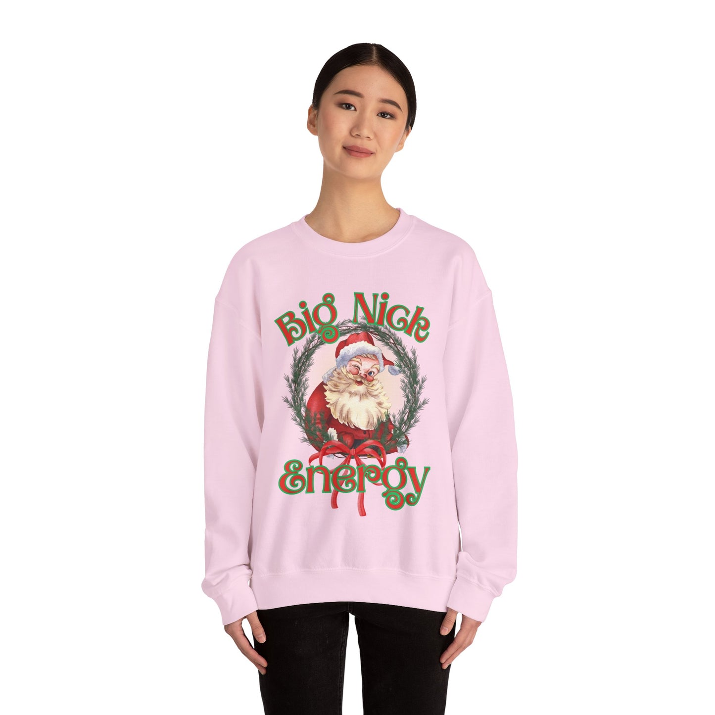 Funny Santa 'Big Nick Energy' Crewneck Sweatshirt for Christmas, Bold Vintage Design, Unique Apparel Jumper, Holiday Gift, Winter Clothing,
