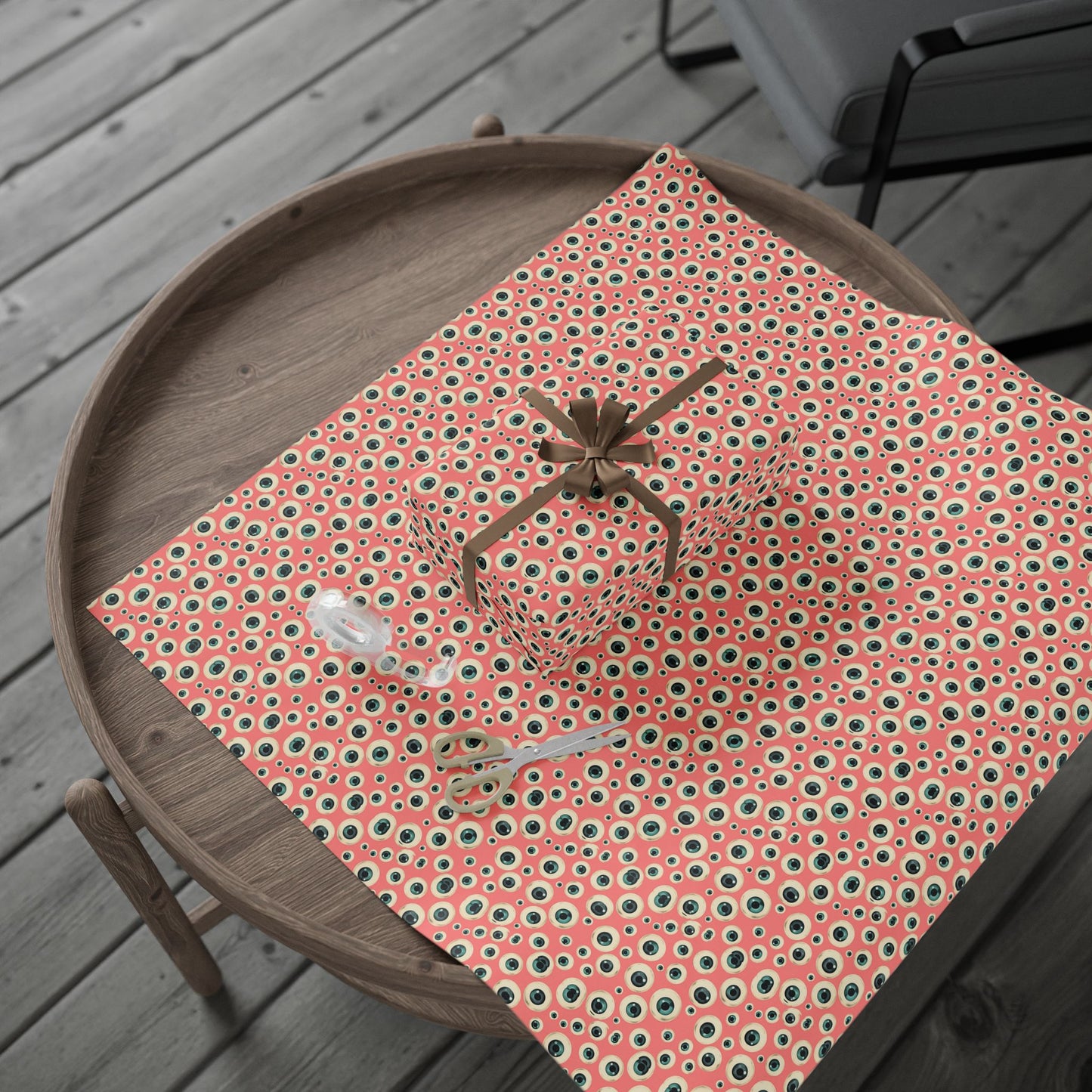 Eyeball Pattern on Pink Background, Unusual Punk Gift Wrap, Alternative Gift Wrap, Unique Wrapping Paper, Quirky
