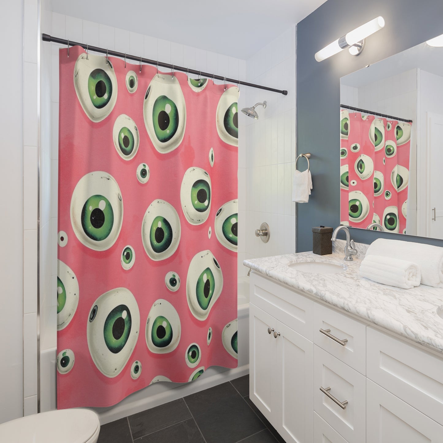 Playful Eye-Catching Shower Curtain for Home Decor, Unique Bathroom Accessories, Fun Gift for Holidays, Quirky Decorations, Trendy Design