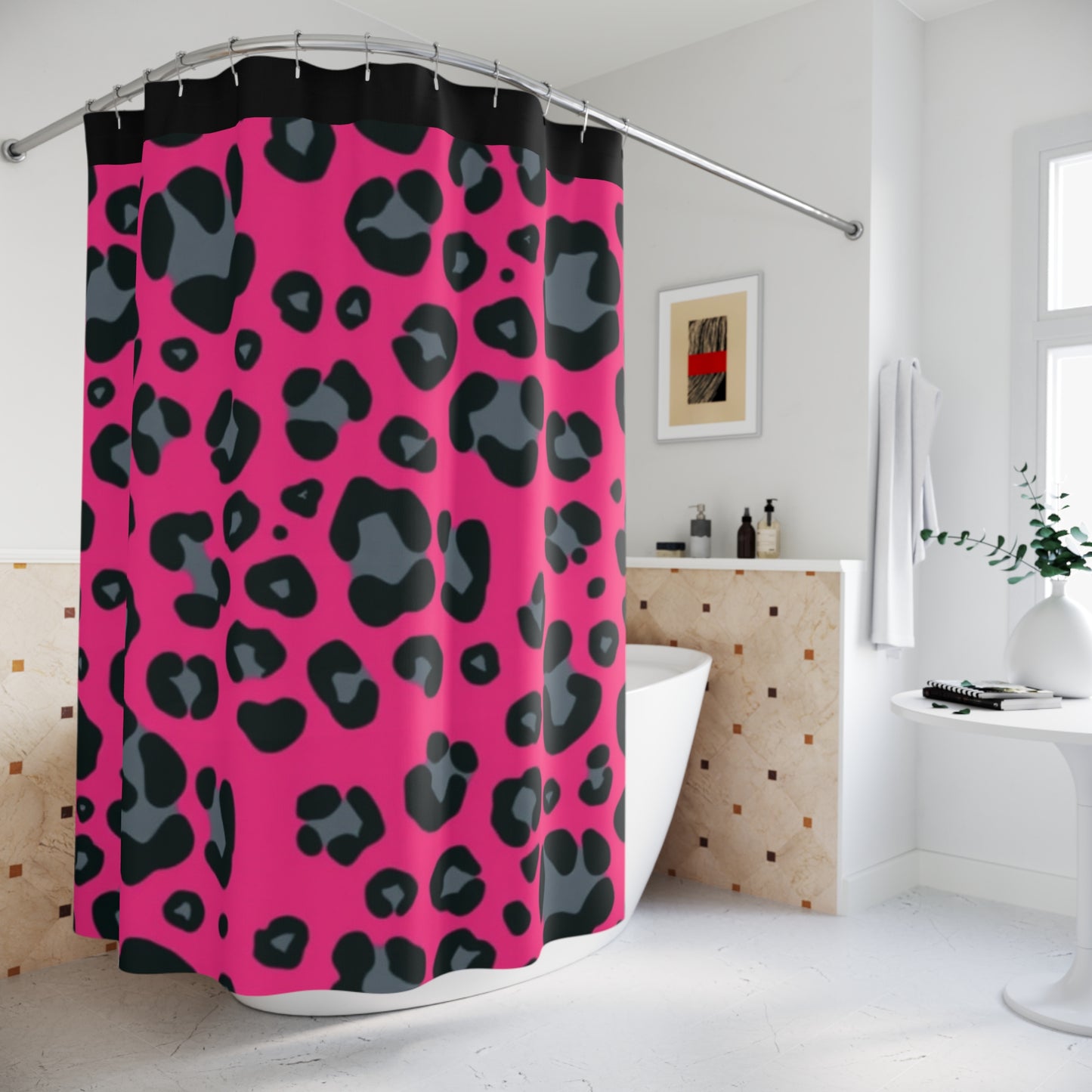 Shower Curtains - Hot Pink Leopard Print '80s Punk Queen Vibe