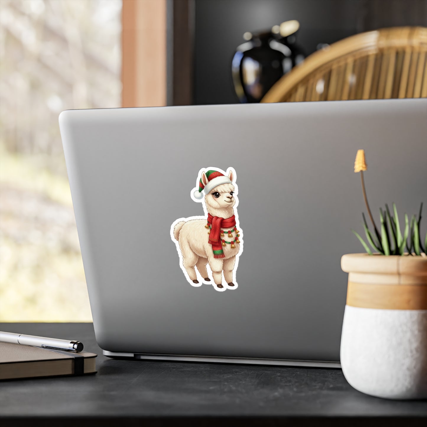 Festive Alpaca Kiss-Cut Vinyl Decals, Holiday Stickers, Cute Animal Decor, Christmas Gifts, Fun Decorations, Seasonal Home Decor
