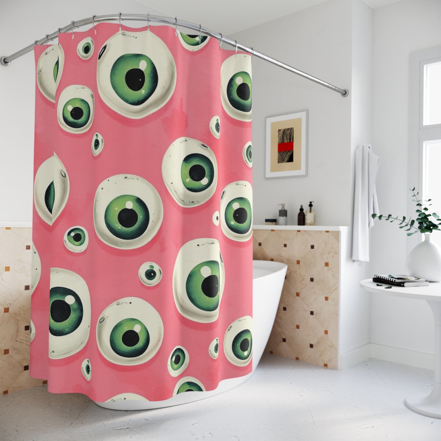 Playful Eye-Catching Shower Curtain for Home Decor, Unique Bathroom Accessories, Fun Gift for Holidays, Quirky Decorations, Trendy Design