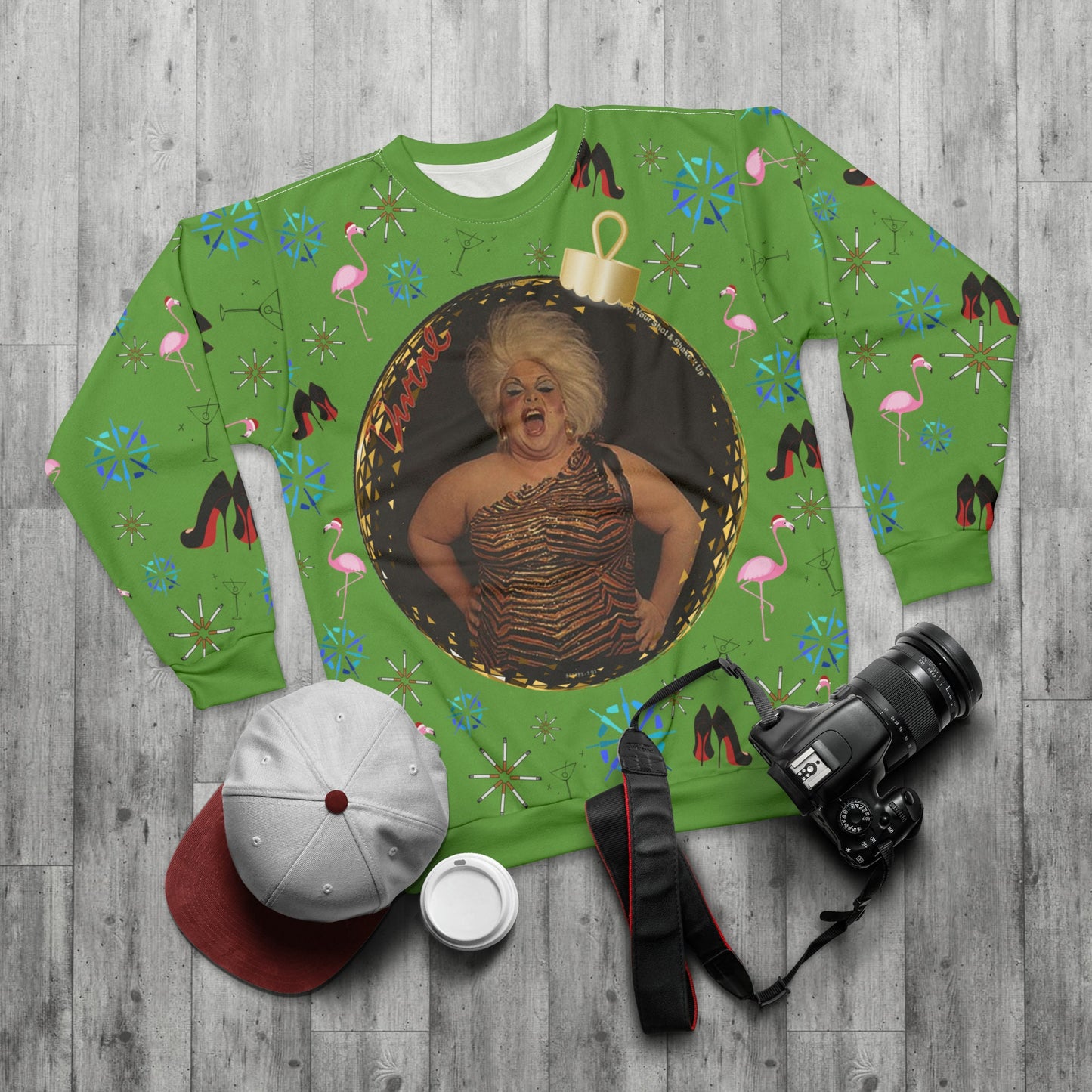 Iconic Divine Christmas Sweater John Waters fim star, Filthy Muse