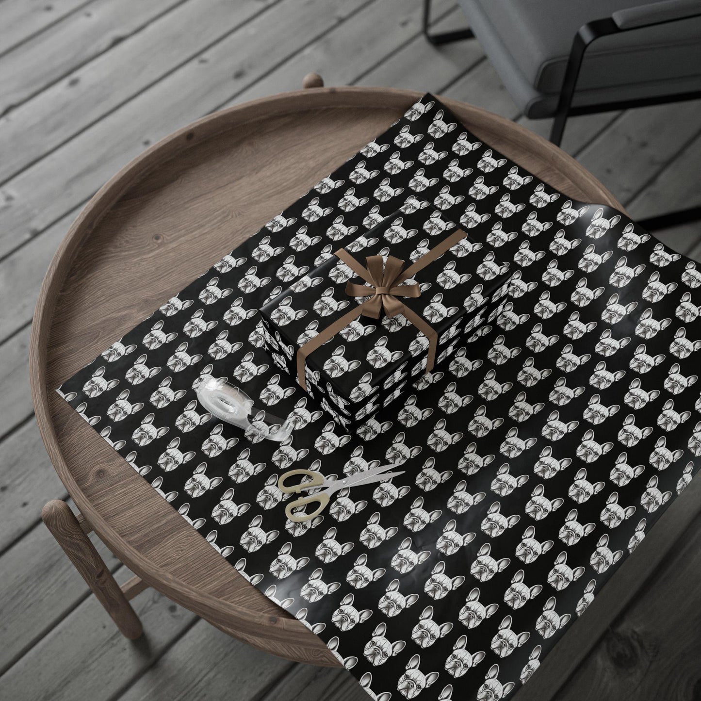 Wrapping Papers, Black French Bulldog Head Pattern Gift Wrap, Dog Lover Presents, Holiday Decor, Birthday Gift Wrap, DIY Crafts