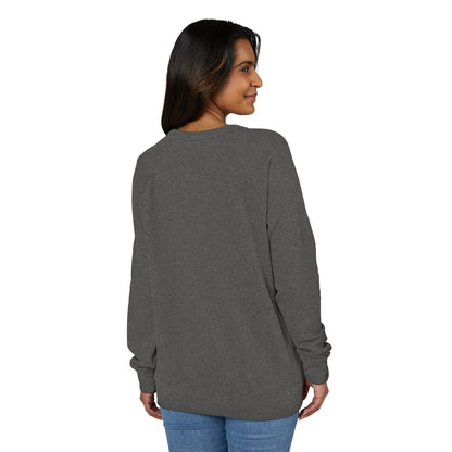 French Terry Raglan Crewneck Sweatshirt - Pink Leopard Heart Tattoo Flash Design