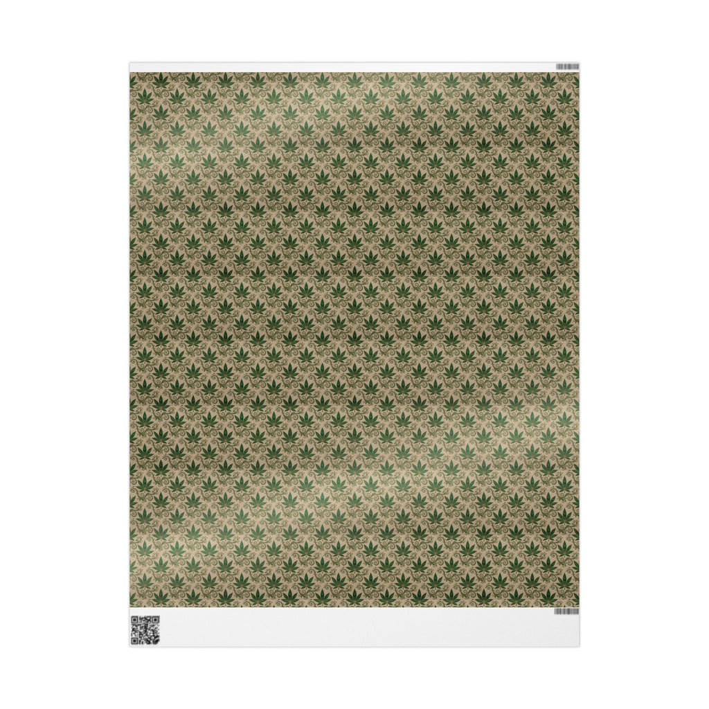 Cannabis Leaf Kraft Wrapping Paper – Green Marijuana Pattern Gift Wrap