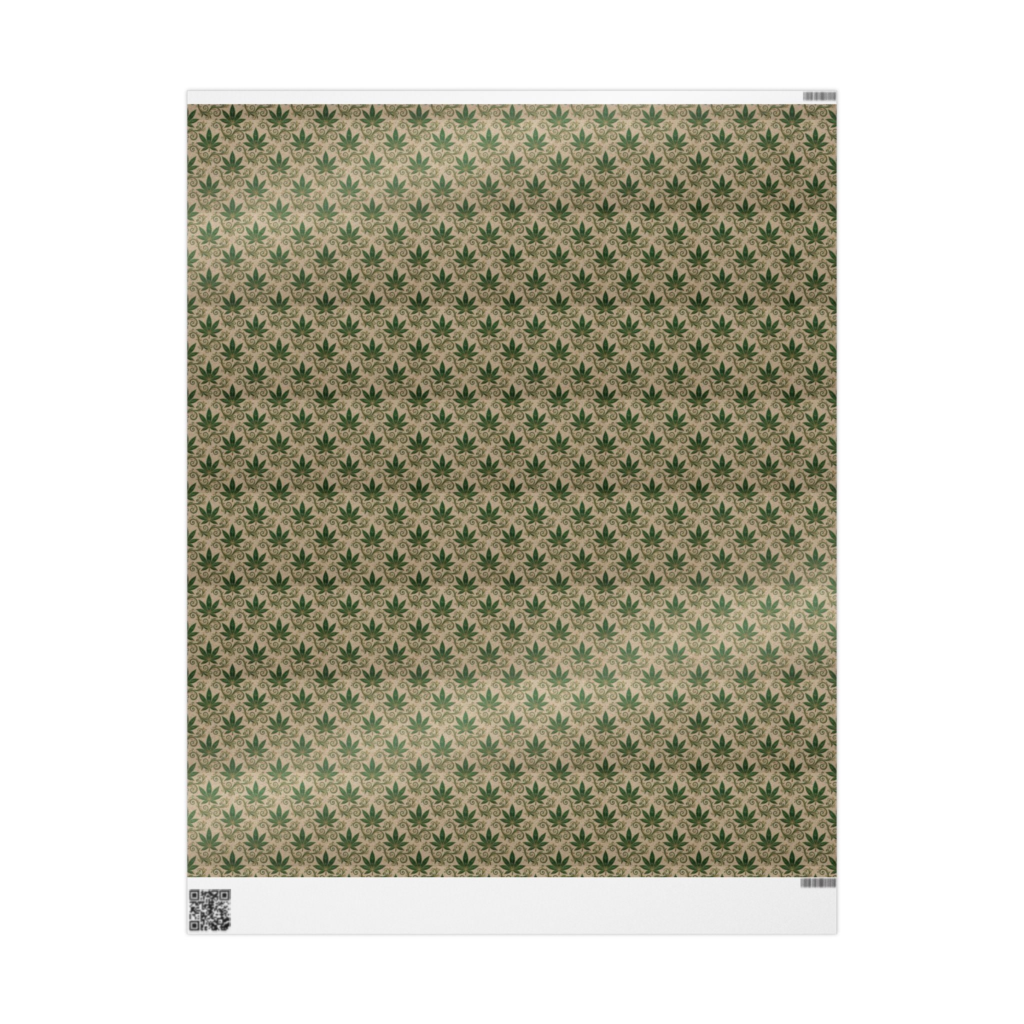 Cannabis Leaf Kraft Wrapping Paper – Green Marijuana Pattern Gift Wrap