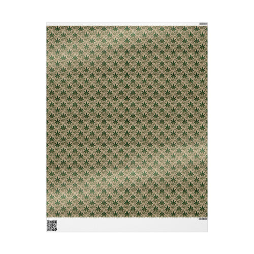 Cannabis Leaf Kraft Wrapping Paper – Green Marijuana Pattern Gift Wrap