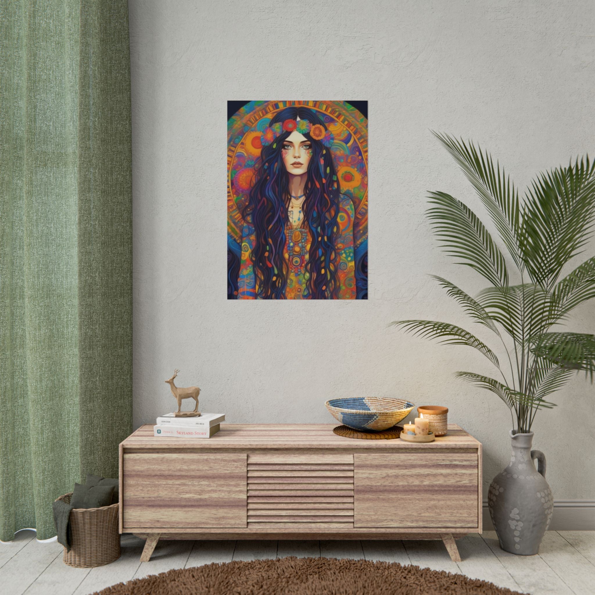 Poster - Hippie Girl Psychedelic Plant Print