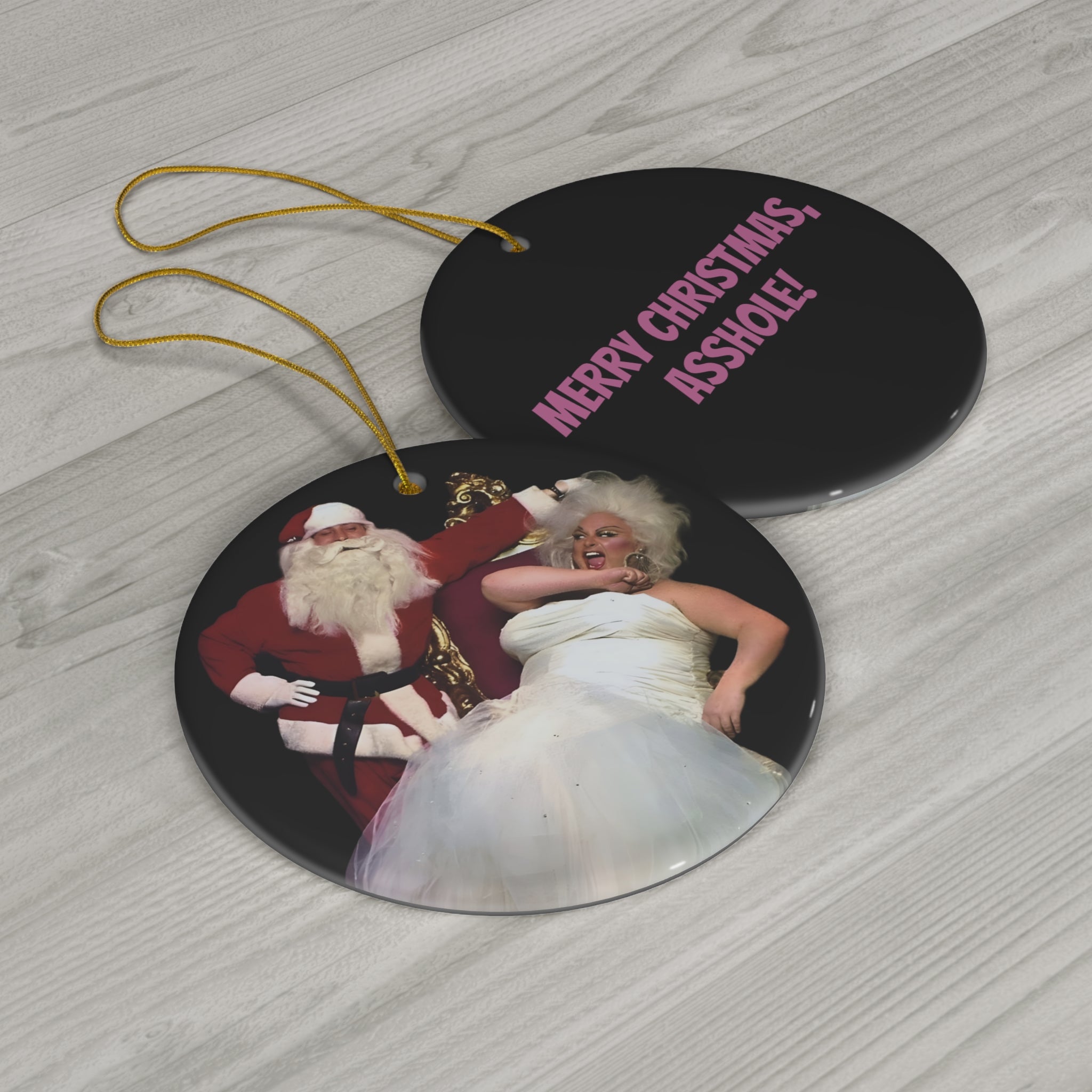 Santa Claus Merry Christmas Asshole Decoration, Double-Sided Print, Holiday Decor, Funny Xmas Gift, Ornamental Keepsake,