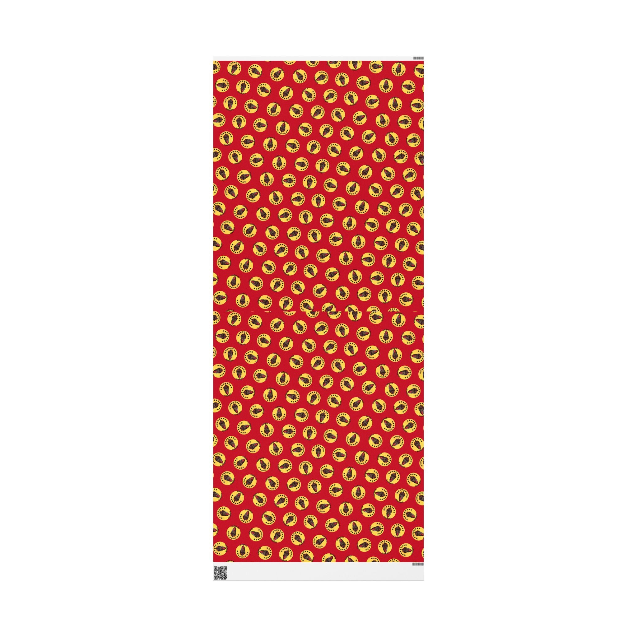 Wrapping Paper - Krampus Yellow Polka Dot Christmas Vintage Design