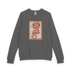 French Terry Raglan Crewneck Sweatshirt - Pink Leopard Heart Tattoo Flash Design