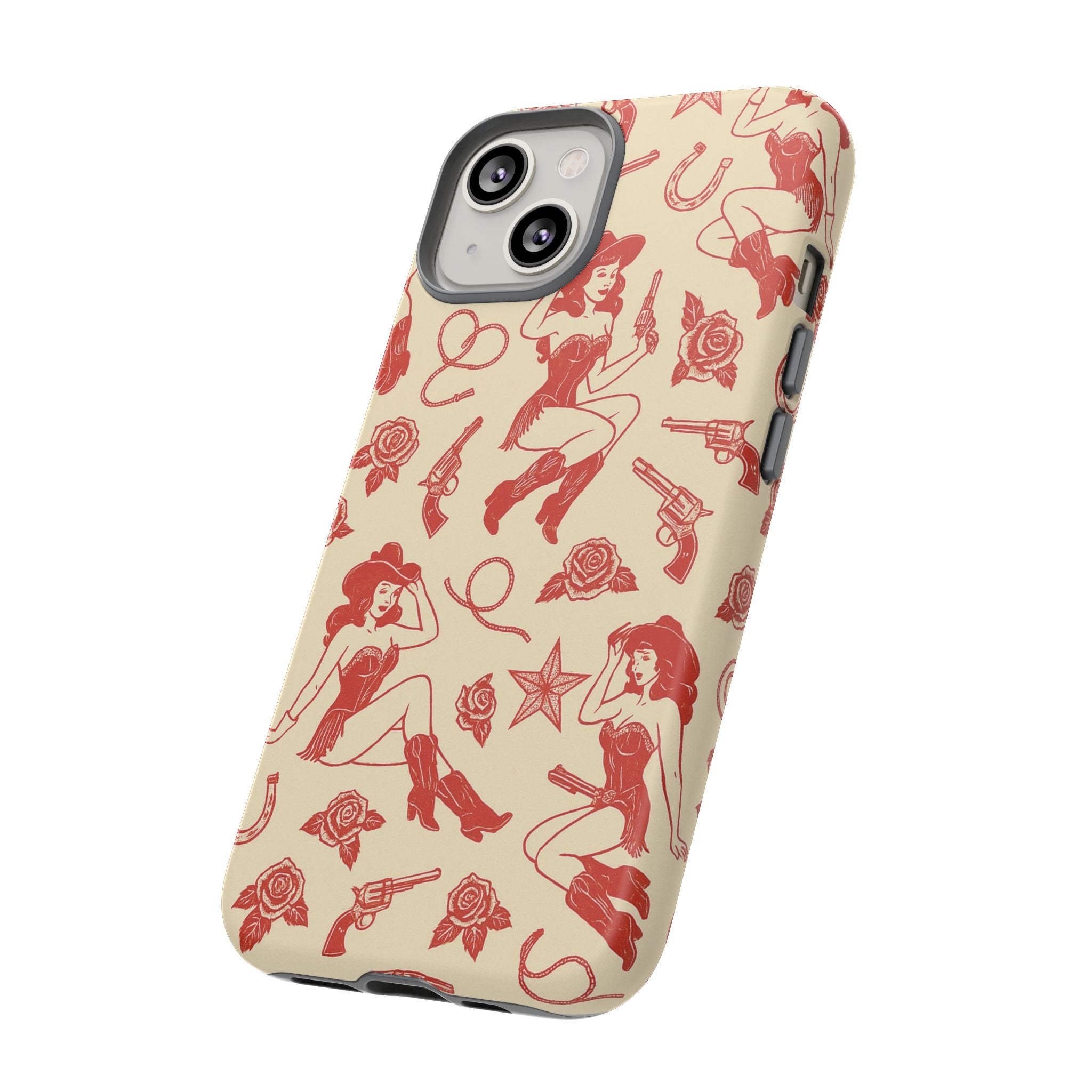 Tough Cases - Vintage Cowgirl Pattern iPhone Case