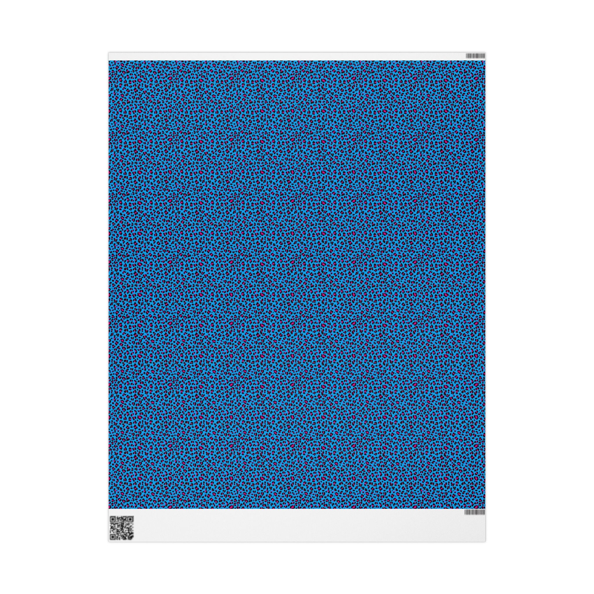 Neon 80s Blue Leopard Wrapping Paper — Bright Punk Retro Gift Wrap