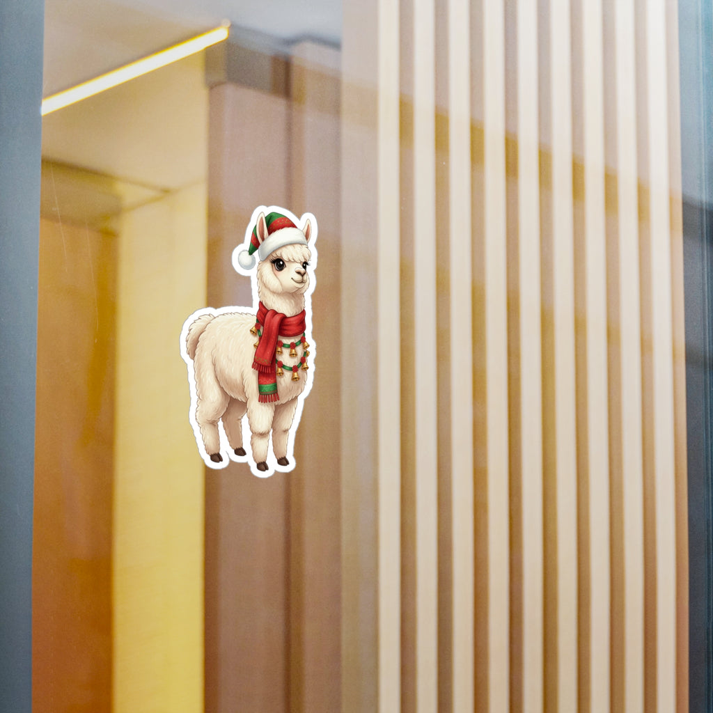 Festive Alpaca Kiss-Cut Vinyl Decals, Holiday Stickers, Cute Animal Decor, Christmas Gifts, Fun Decorations, Seasonal Home Decor