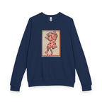 French Terry Raglan Crewneck Sweatshirt - Pink Leopard Heart Tattoo Flash Design
