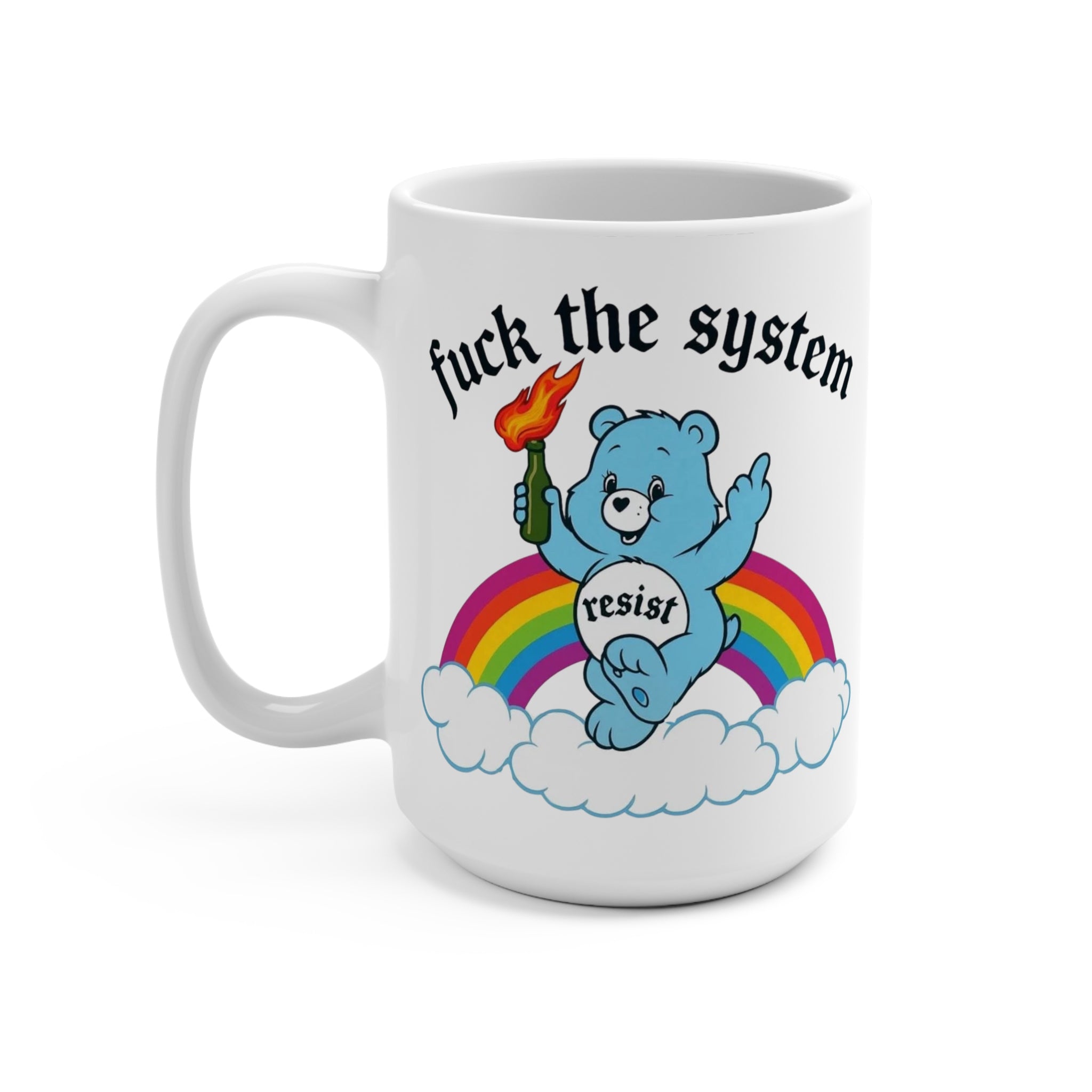 Mug 15oz - Antifa Bear Resistance Rainbow Coffee Cup