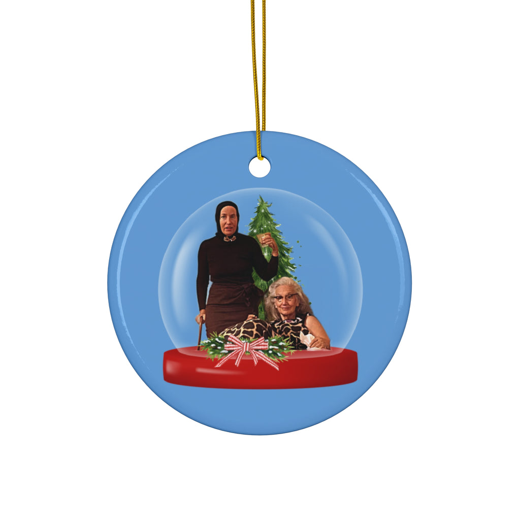 Ceramic Ornament - Grey Gardens Snow Globe Design, Big Edie Little Edie Christmas
