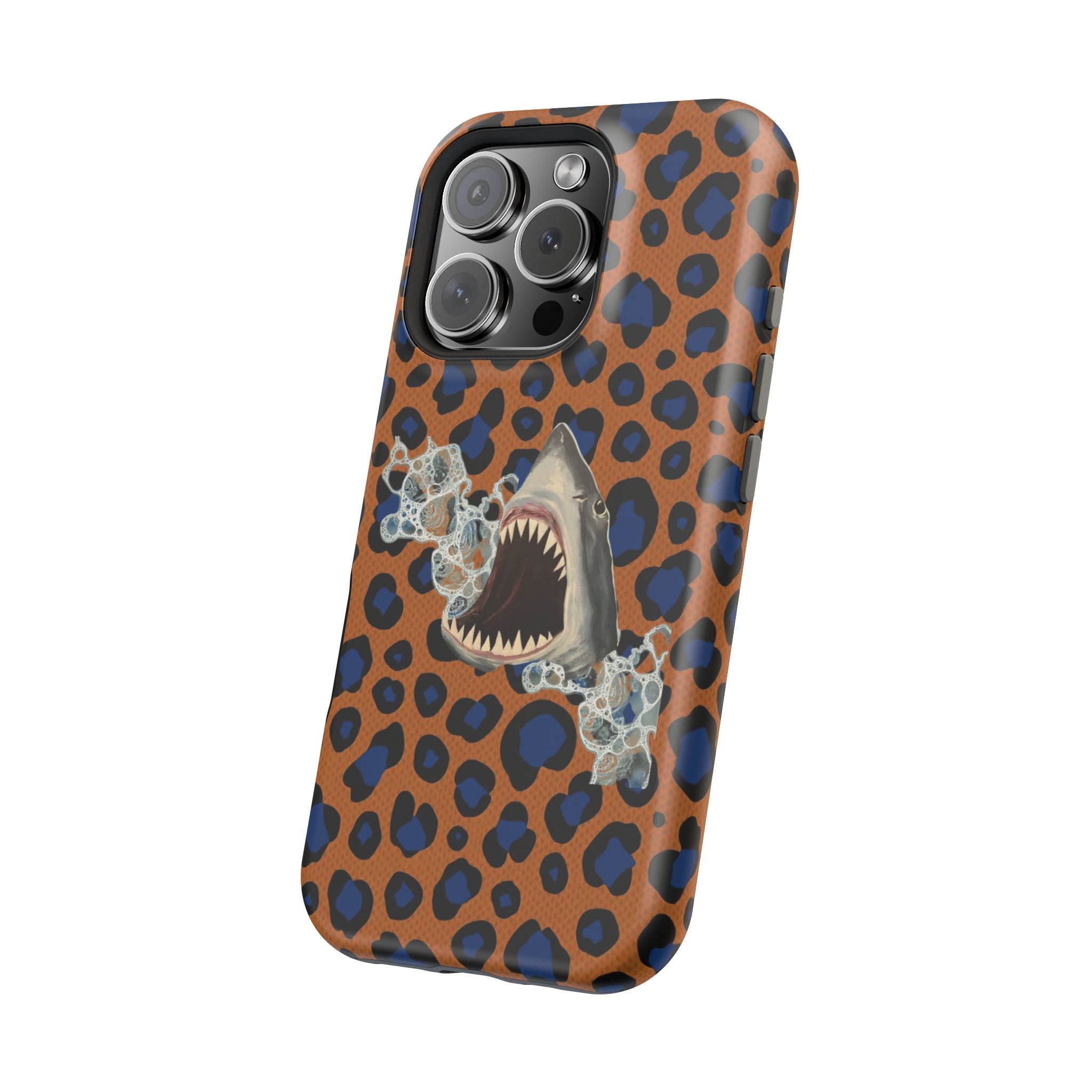 Shark Bite Leopard Print Phone Case — Magnetic Impact-Resistant