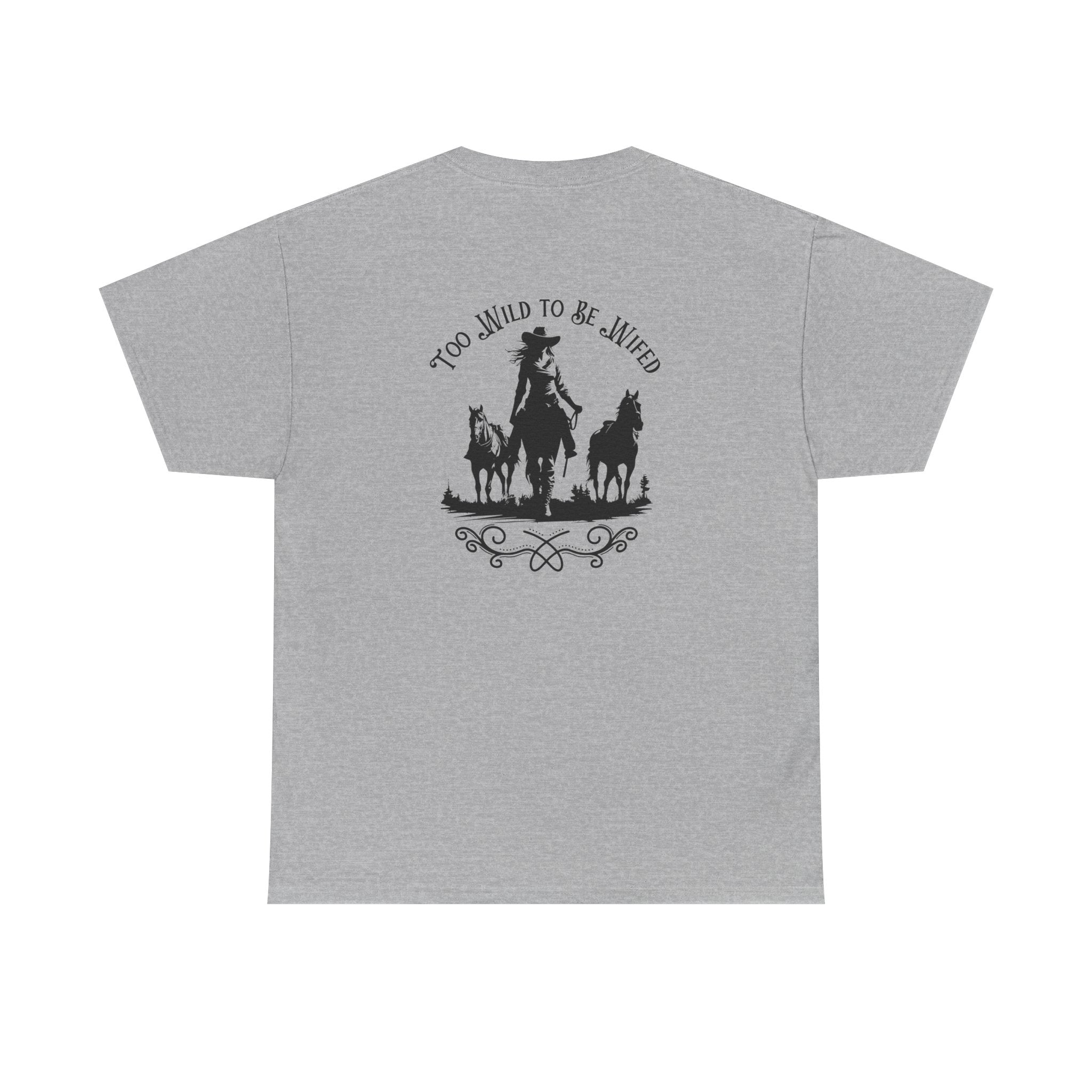 Cowgirl Riding Silhouette Unisex Tee -Too Wild- Wild West Feminist Logo