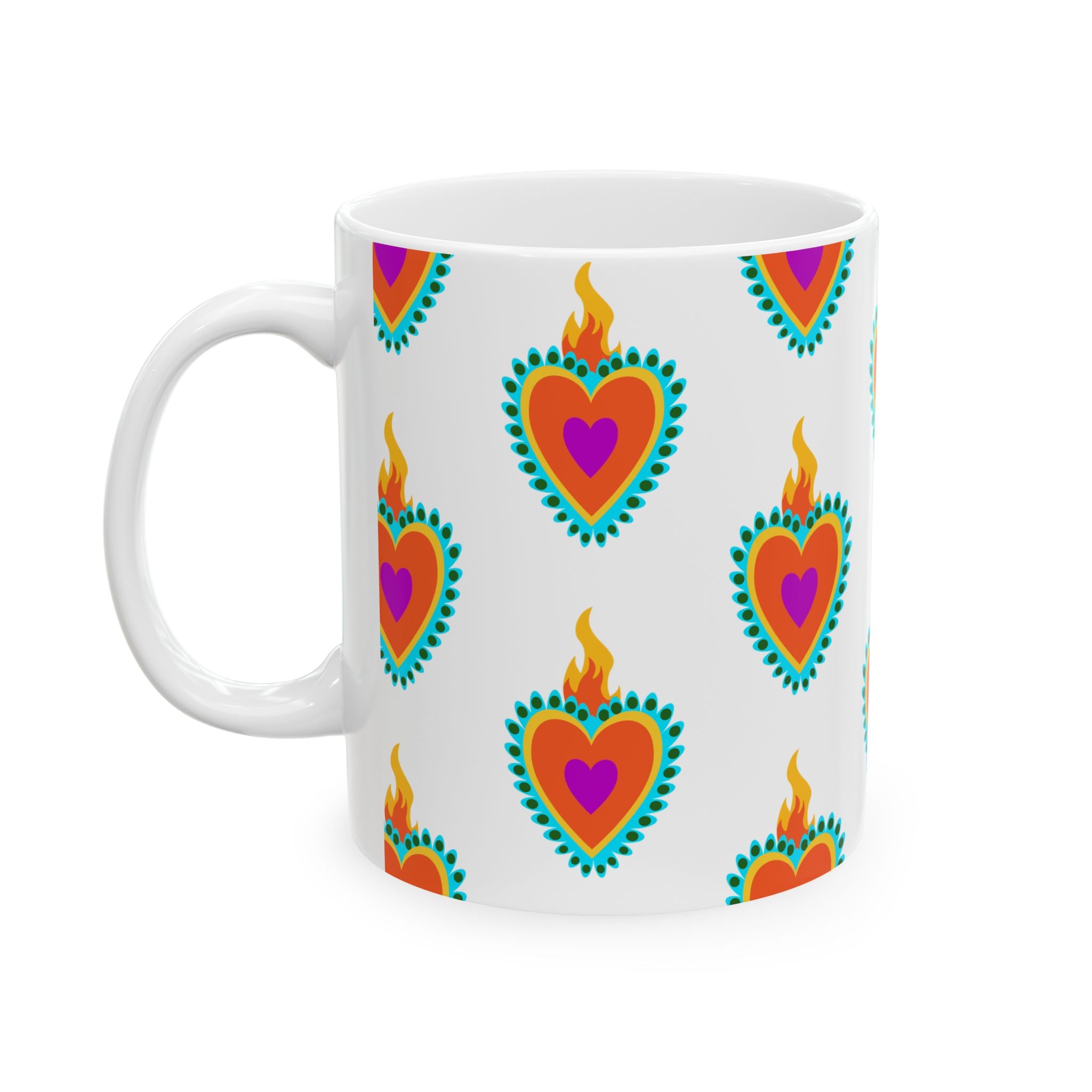 Vibrant Heart Ceramic Mug - Perfect for Coffee Lovers, Gift for Her, Housewarming, Birthday, or Celebration