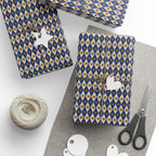 Navy Diamond Star Pattern Wrapping Paper | Geometric Holiday Wrap