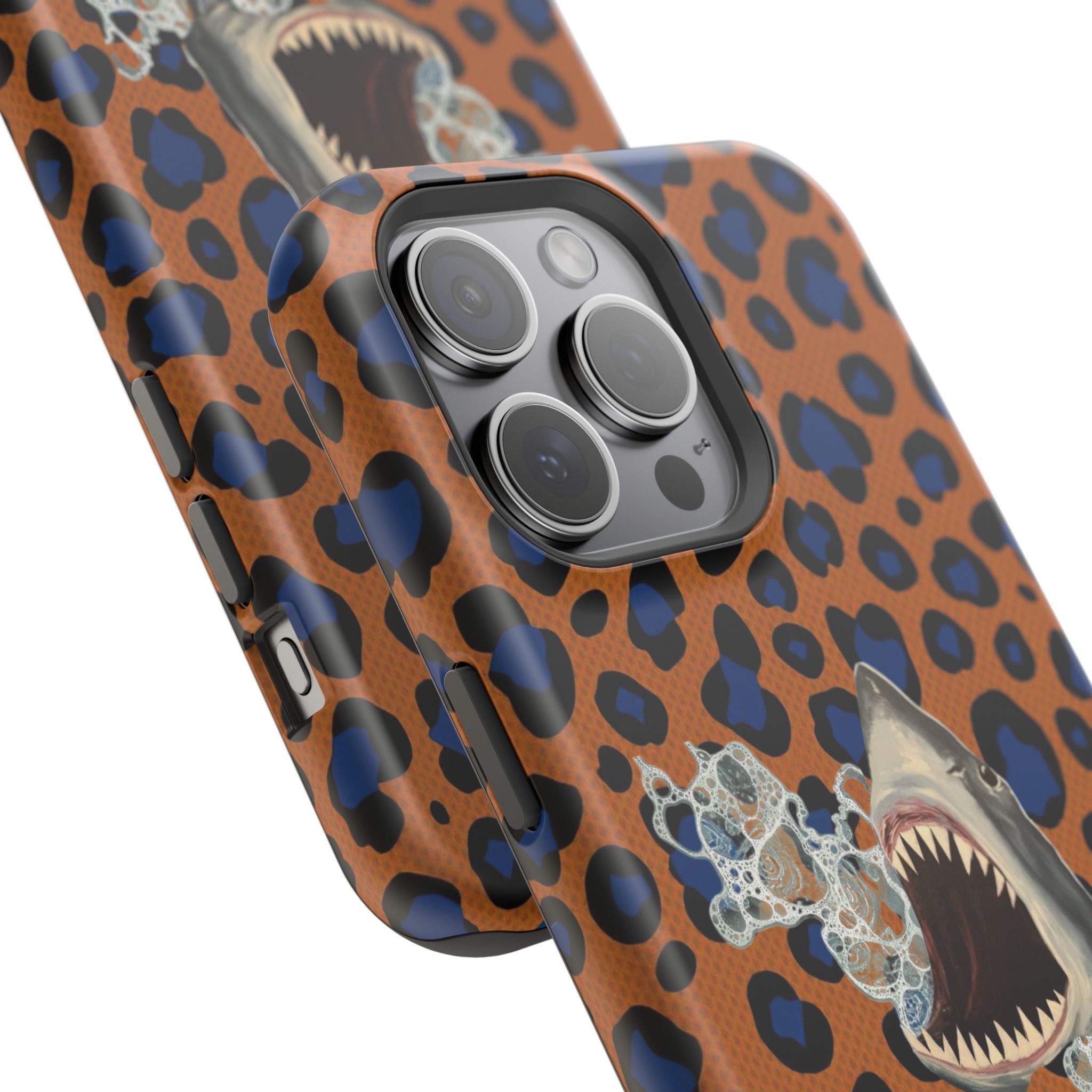 Shark Bite Leopard Print Phone Case — Magnetic Impact-Resistant