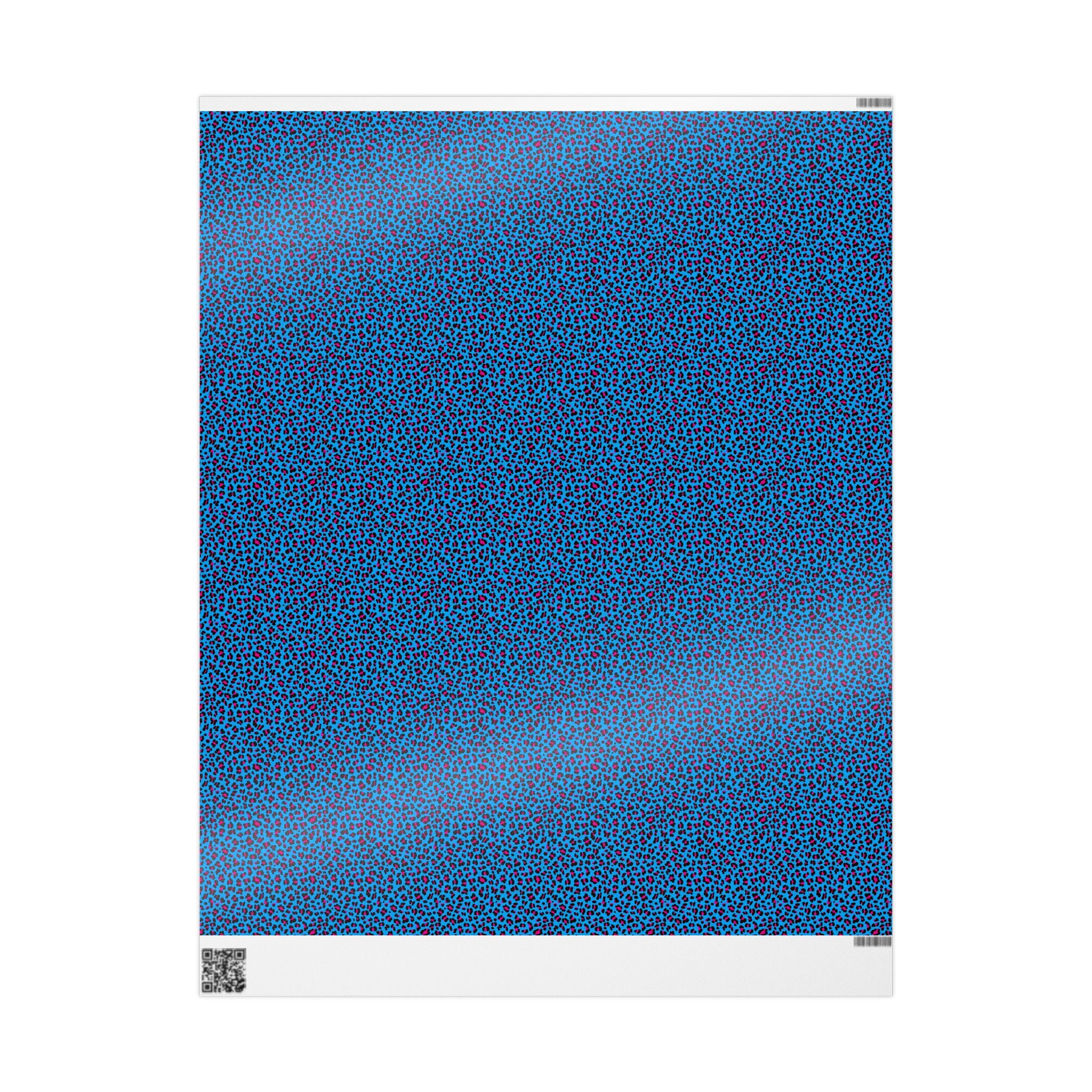 Neon 80s Blue Leopard Wrapping Paper — Bright Punk Retro Gift Wrap