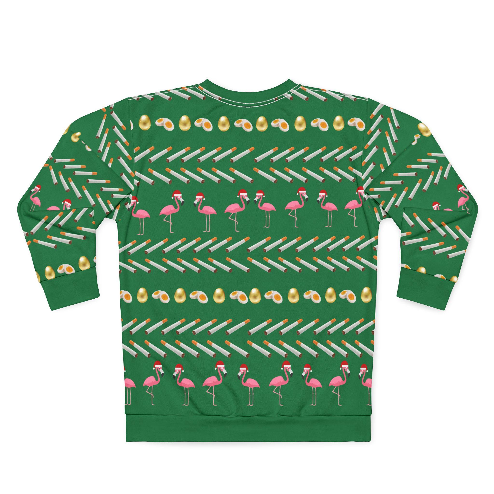 Divine Pink Flamingos Ugly Christmas Sweatshirt, Babs Johnson Santa Claus Unisex Jumper, Holiday Sweater Pullover, Funny Xmas Top, Retro