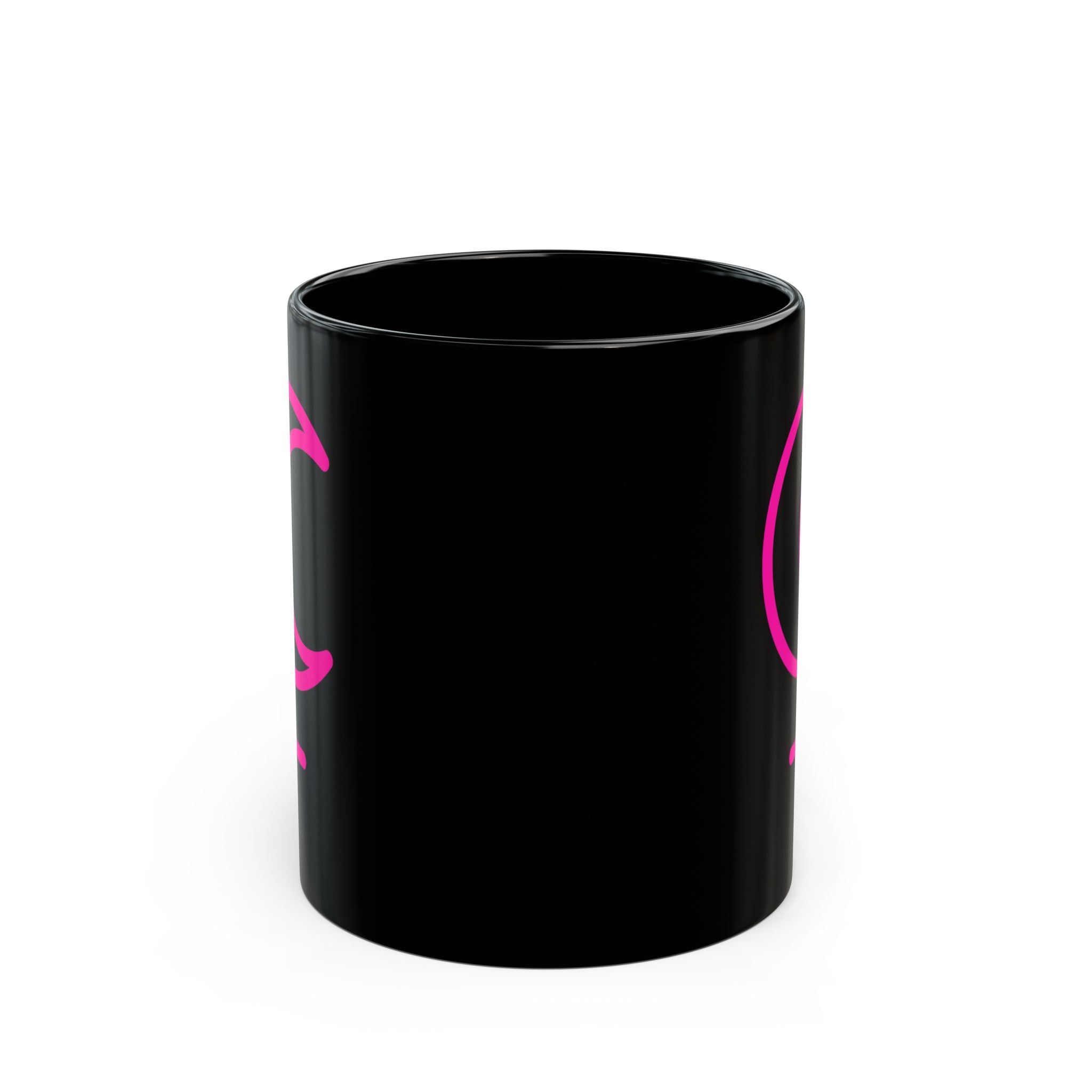 Lilith Symbol Feminist Magic Black Mug — Pink Occult Coffee Cup (11oz/15oz)