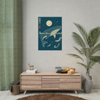 Whale Moon Poster — Rolled Nautical Art Print