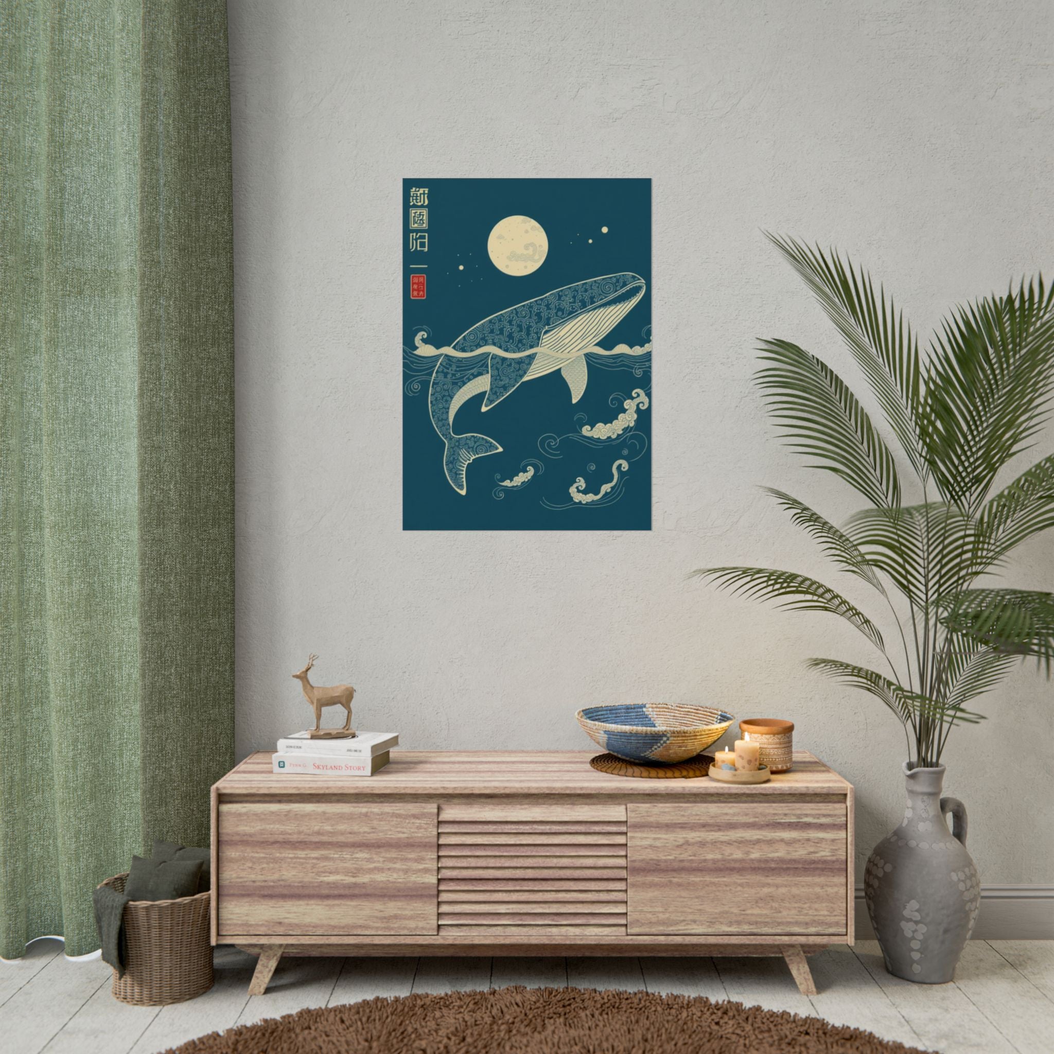 Whale Moon Poster — Rolled Nautical Art Print