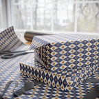 Navy Diamond Star Pattern Wrapping Paper | Geometric Holiday Wrap