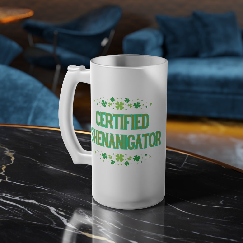 Certified Shenanigator Frosted Beer Mug — St. Patrick's Day Party Glass