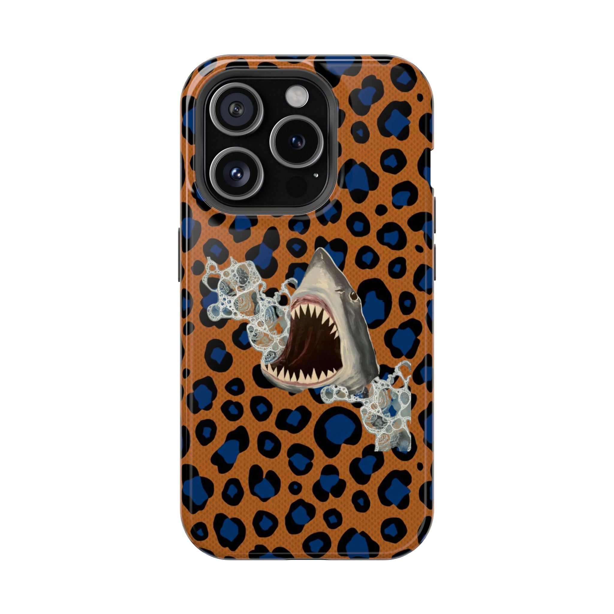 Shark Bite Leopard Print Phone Case — Magnetic Impact-Resistant