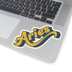Aries 70s Groovy Zodiac Sticker — Retro Star Sign Kiss-Cut