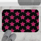 Pink Stardust Pop Bath Mat | Retro Glam Memory Foam | Matching Shower Curtain
