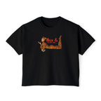 High & Feline Fine Women's Boxy Tee — Cute Retro Tiger Pinup Graphic