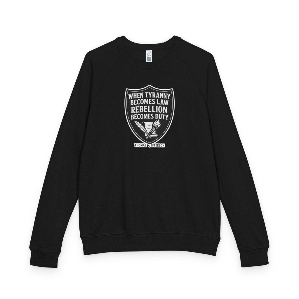 Revolutionary Shield Raglan Crewneck T-Shirt - Thomas Jefferson Quote