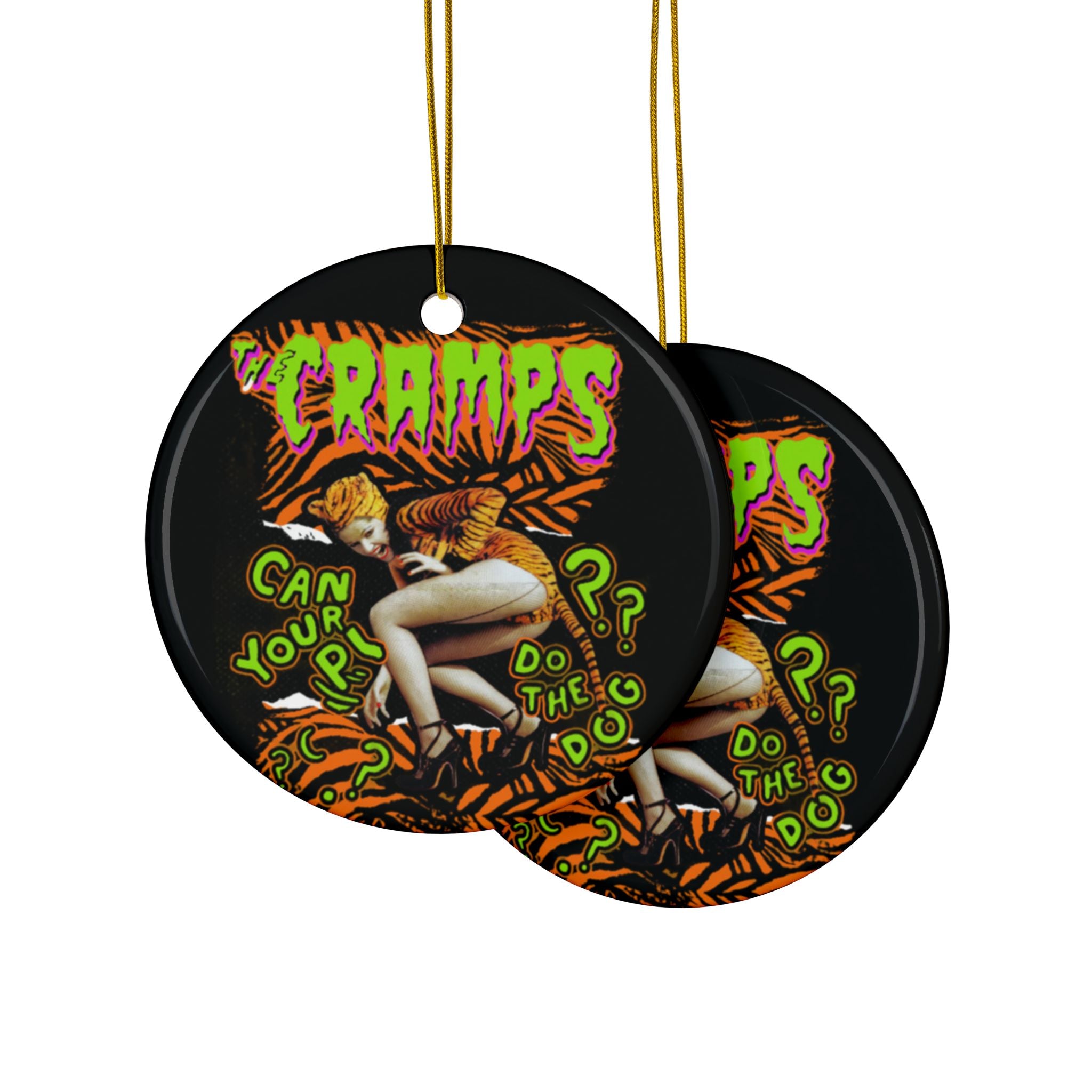 The Cramps, Punk Rock Ceramic Ornaments, 2-Sided Print, Unique Holiday Decorations, Gift Idea for Music Lovers, Retro Vintage Decor, Cramps Artwork