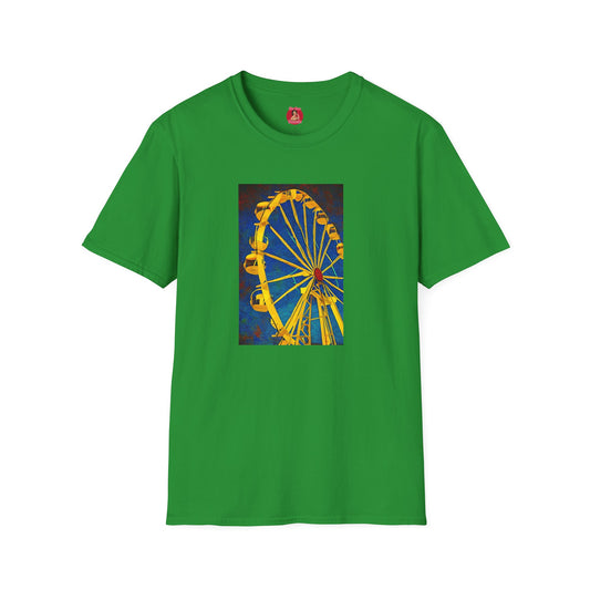 Ferris Wheel T-Shirt, Gothic Van Gogh Style Graphic Tee, Creepy Carnival Shirt, Unisex Softstyle Tee, Dark Art Clothing