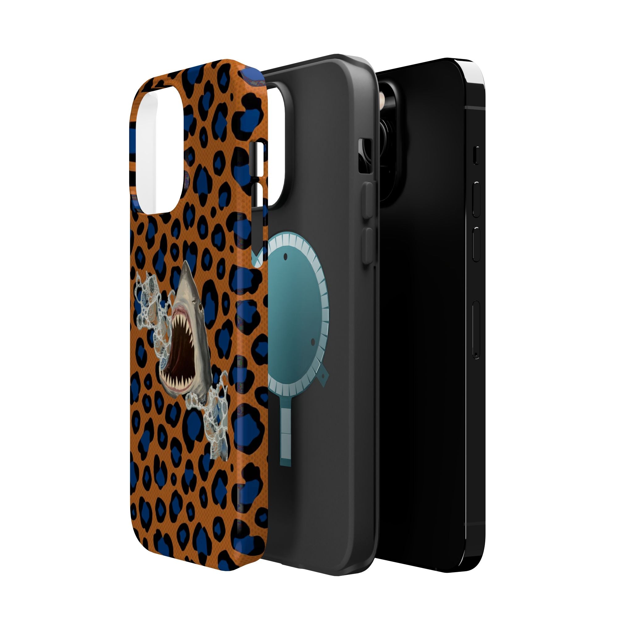 Shark Bite Leopard Print Phone Case — Magnetic Impact-Resistant