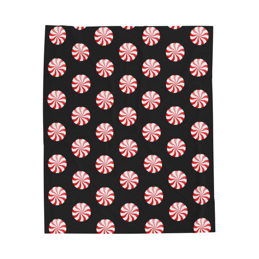 Festive Peppermint Plush Blanket, Cozy Holiday Throw, Christmas Decor, Gift for Loved Ones, Soft Fleece Blanket