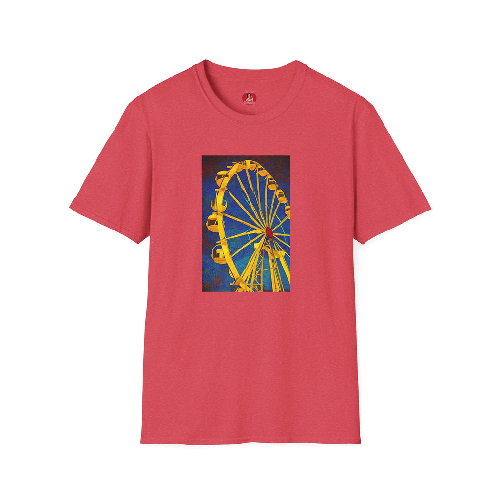 Ferris Wheel T-Shirt, Gothic Van Gogh Style Graphic Tee, Creepy Carnival Shirt, Unisex Softstyle Tee, Dark Art Clothing