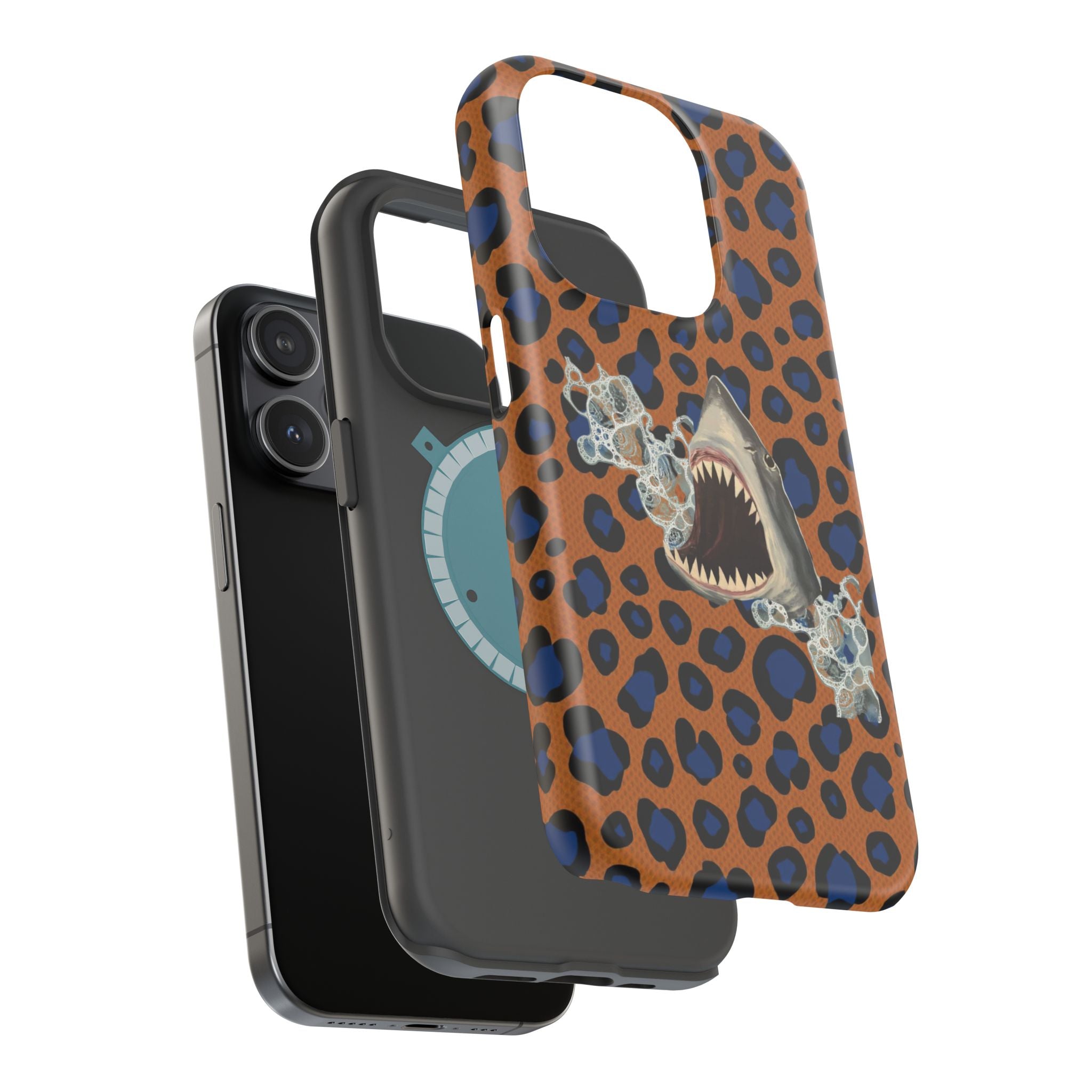 Shark Bite Leopard Print Phone Case — Magnetic Impact-Resistant