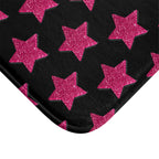 Pink Stardust Pop Bath Mat | Retro Glam Memory Foam | Matching Shower Curtain