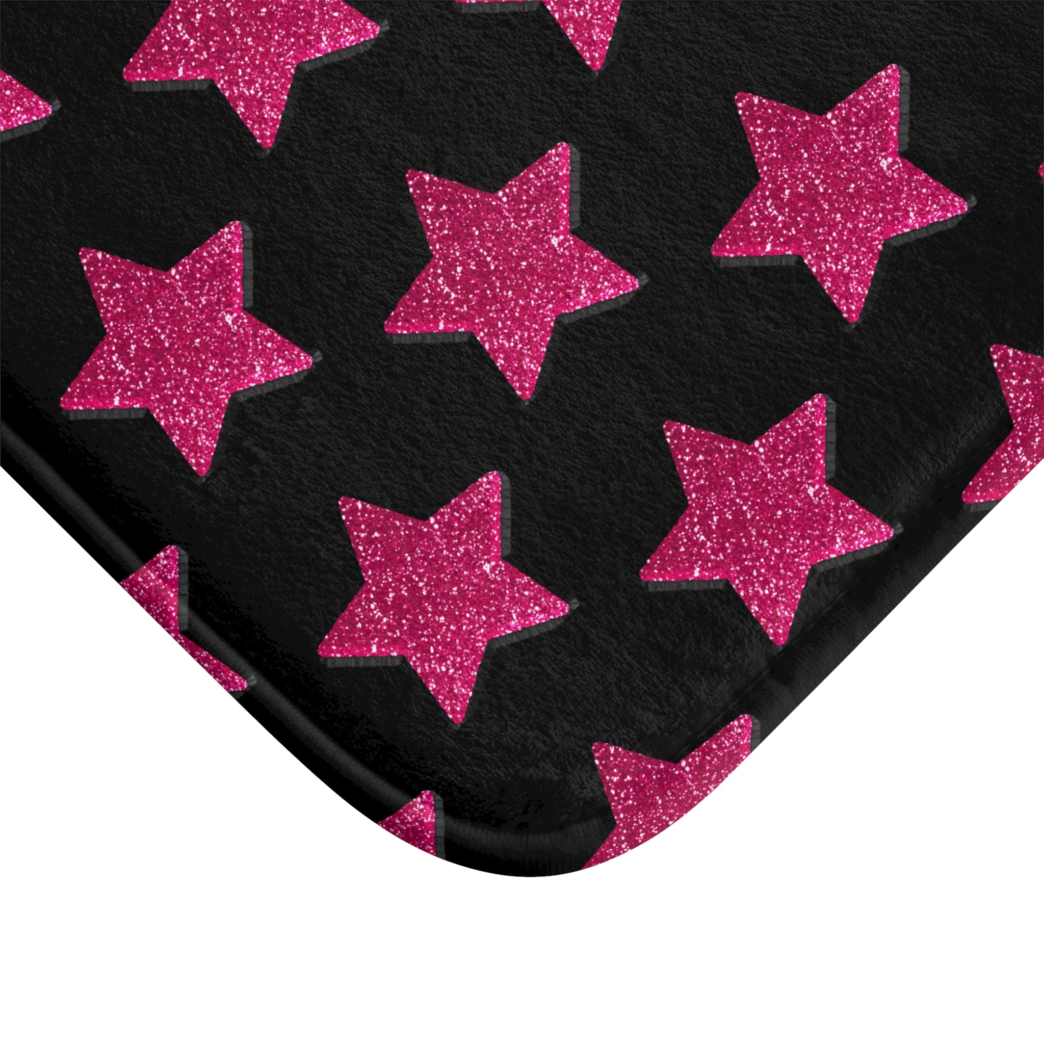 Pink Stardust Pop Bath Mat | Retro Glam Memory Foam | Matching Shower Curtain