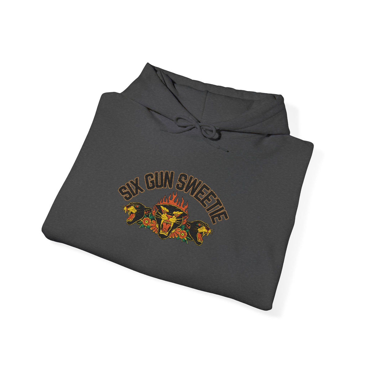 Six Gun Sweetie Panther and Roses Embroidered Hoodie