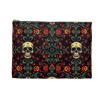 Gothic Skull Floral Pattern Zipper Pouch – Dark Aesthetic Bag in Two Sizes